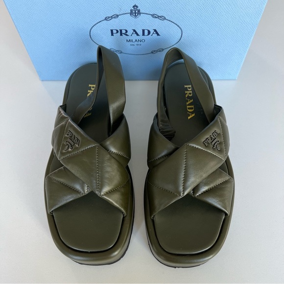 Prada Platform Slingback Sandal in Olive Green - Picture 6 of 11